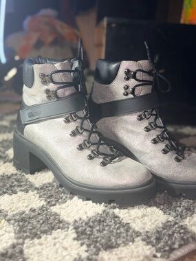 Moncler Carol Shimmery Silver Boots with 30% off bundle special
